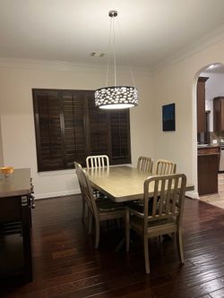 Complete Modern Dining Set – Dining Table + 6 Chairs + Matching Side Cabinet – Excellent Condition