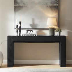 OKD Modern Entryway Console Table, Sofa Table with Drawers, 63" Long Hall Table Behind Couch, Thick Wood Design for Living Room, Hallway - Black Oak  