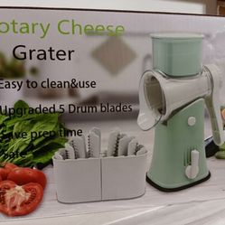 Rotary Cheese Grater With Handle and 5 Interchangeable Stainless Steel Blades Retails $50