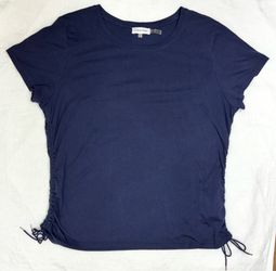 Calvin Klein Women's Size XL Navy Blue Pullover Top Cotton Blend with Adjustable Sides