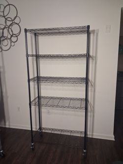 2 x 5-Tier Black Wire Shelving Unit with Wheels