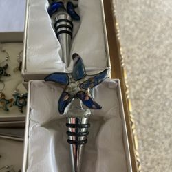 Wine Bottle Stopper With Wine Glass Charms 