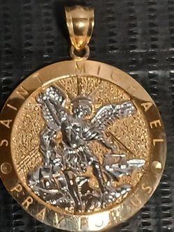 Saint Michael Pray for Us Gold Pendant 14k gold