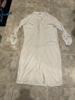 James Perse Women’s Utility Jersey Pocket Drawstring Waist Shirt Dress Size 1