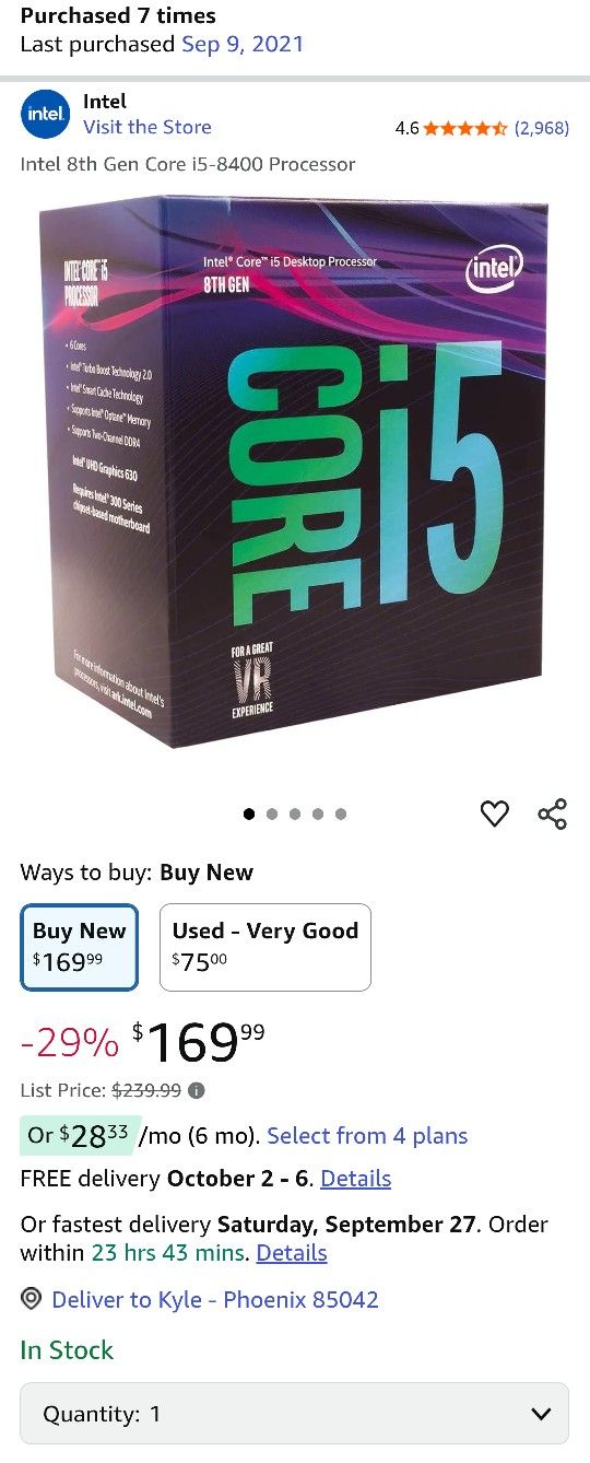 Intel I5 8400 Cpu