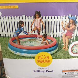 SunSquad Inflatable 3-Ring pool 5ftx 6in Diameter 