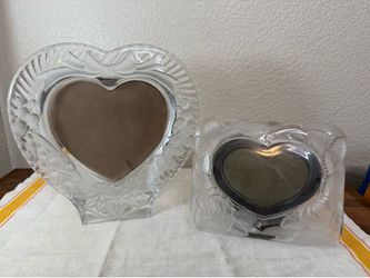 Set Of 2 Vintage Studio Nova Heart Clear Photo Glass Frame Made In Japan