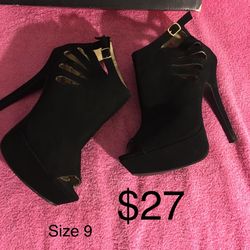 Black high heel booties $27 size 9