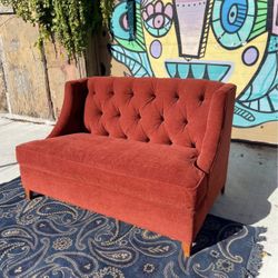 Red Tufted Love Seat (Delivery Available)