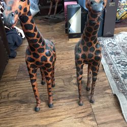 Two Papier-Mâché Giraffes