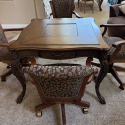 Wooden Game Table W/4 Chairs