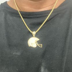 10K Yellow Gold Franco Chain and Pendant CZ Stones FOR WEDDING 11.3Gr 20 Inches Long 