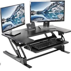 VIVO 36 inch Height Adjustable Stand Up Desk Converter, V Series, Quick Sit to Stand Tabletop Dual Monitor Riser Workstation, Black, ...