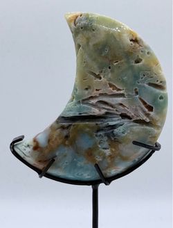 Caribbean Calcite Carved Crescent Moon with stand