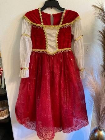 Disneyland Resorts Girls L 10-12 Deluxe Belle Beauty & the Beast Halloween Costume Dress