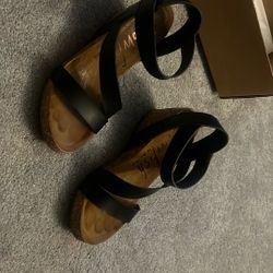 Black Wedge Sandals