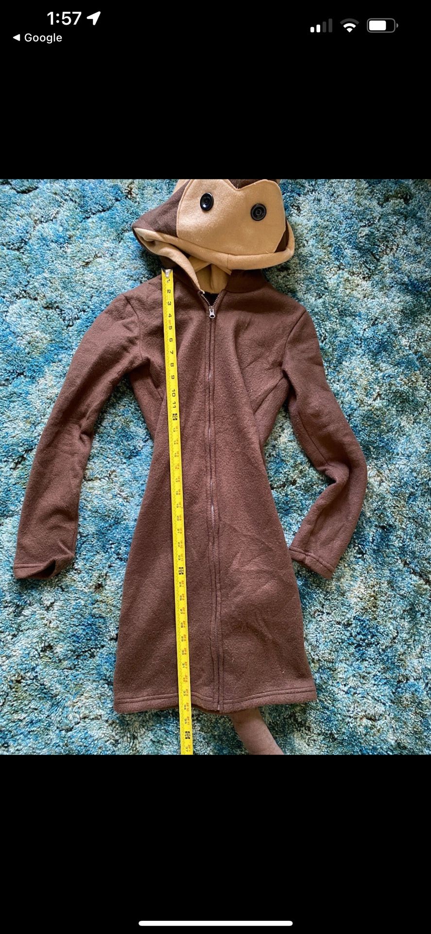 MONKEY Costume - Zipper Closure w/ Tail + Banana - Epic for Halloween