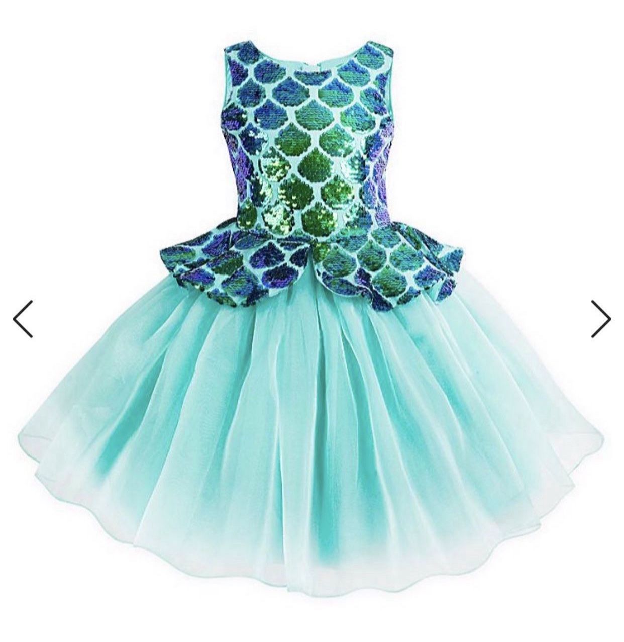 Glamorous Brand New Ariel Reversible Sequin Fancy Dress for Girls – The Little Mermaid Size 7/8 🧜🏻‍♀️👗🐠✨🌊🩵🦀