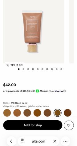 Tarte cosmetics Amazonian clay foundation shade 51S deep sand