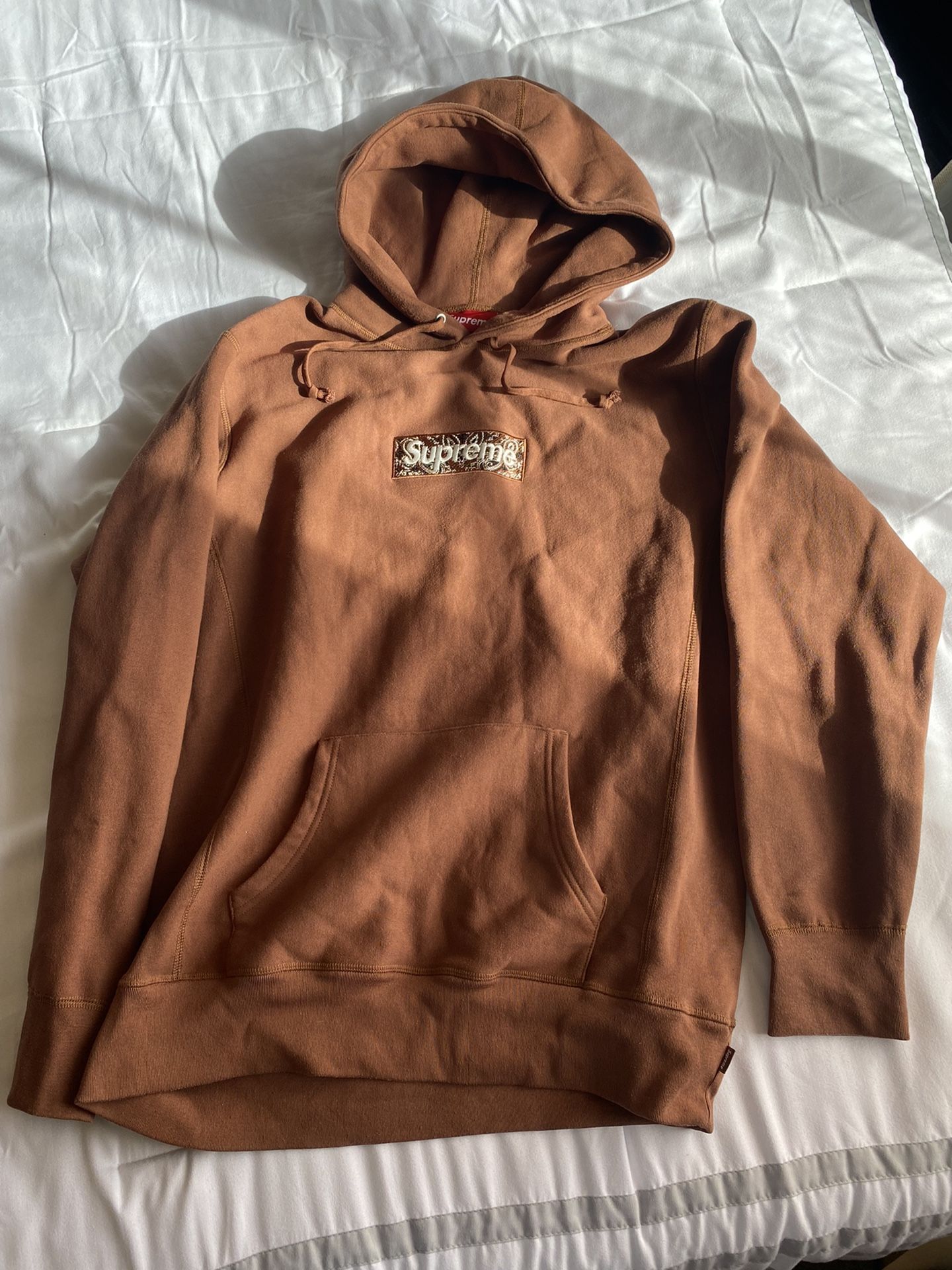 box logo hoodie brown