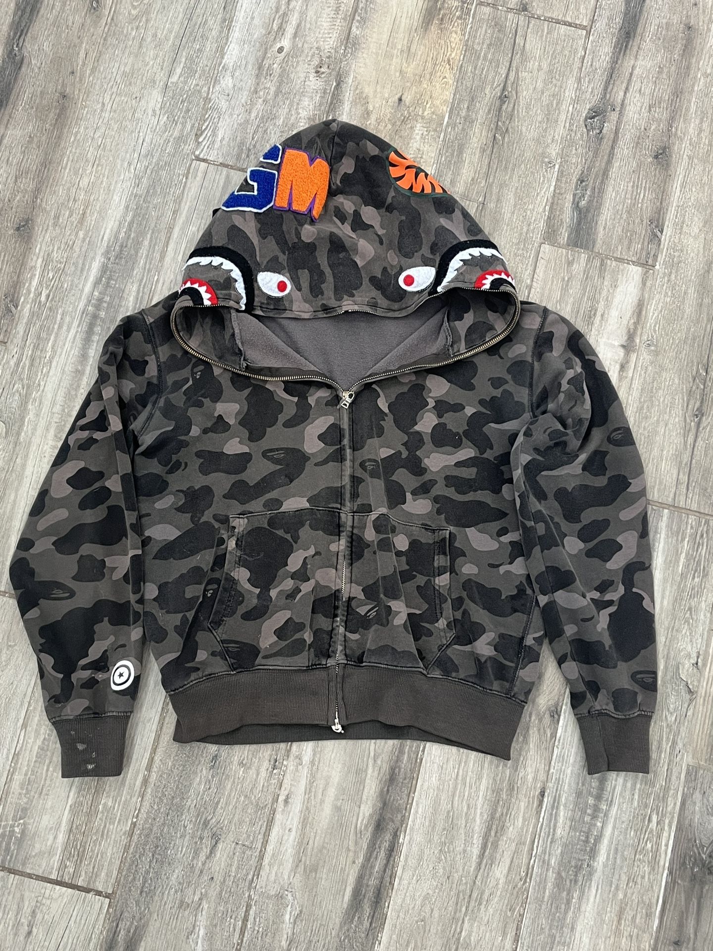 Bathing Ape Zip Up Jacket- Black/Grey Size Medium