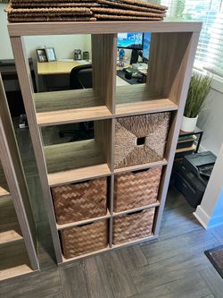 Ikea Kallax Shelves x2 with 8 baskets (white oak)