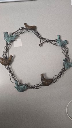 Metal Bird Wreath Wall Decor Rustic Verdigris 13–14"