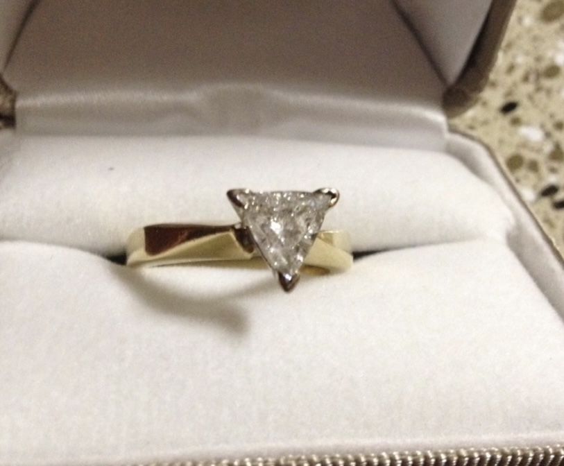 1 Carat Trillion Cut Diamond Engagement Ring 