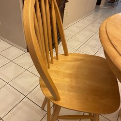 Solid Wood High Table with 2 Barstools 