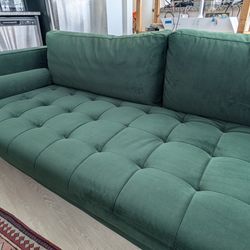 Rove Concepts Luca Modern Classic Moss Green Tufted Soft Velvet Sofa couch