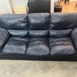 Sofa/Couch || 3-Seat || Navy Blue PU Leather