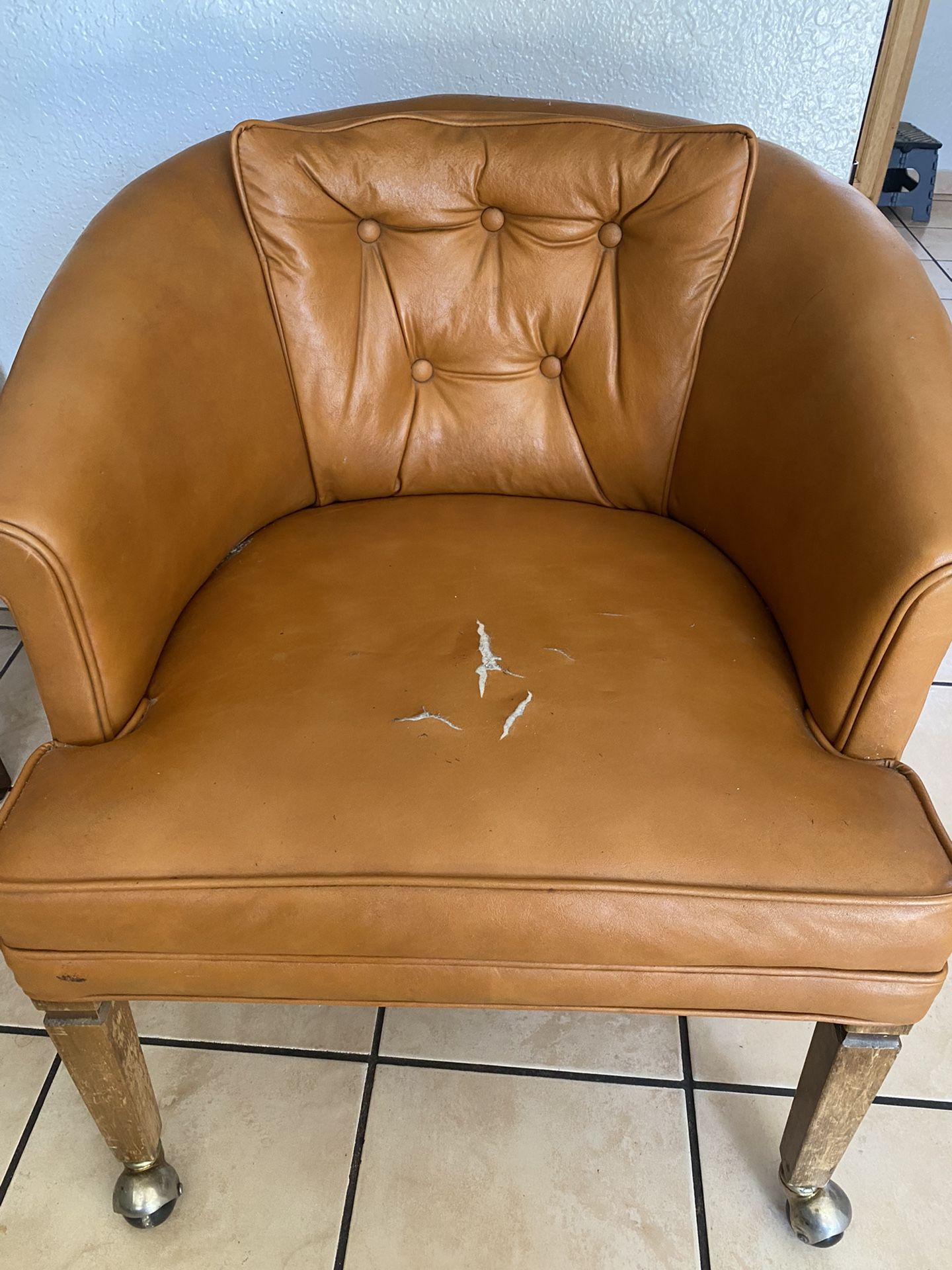 Chair Faux Leather Camel Vintage