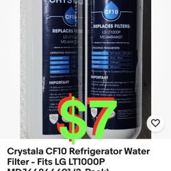 Crystala CF10 Refrigerator Water Filter - Fits LG LT1000P MDJ(contact info removed)1 (2-Pack)