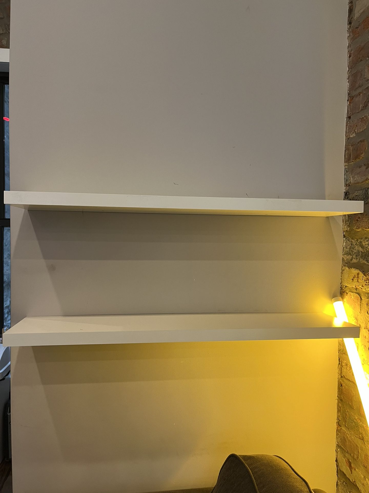 5 Floating Shelves | 35.4 in. W x 10.2 in. D x 2 in. H White Square Edge MDF Floating Wall Shelf
