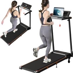Treadmill with Incline, 3 in 1 Under Desk Treadmill Walking Pad with Removable Desk Workstation 3.5HP Foldable Compact Walking Treadmills for Home Sma