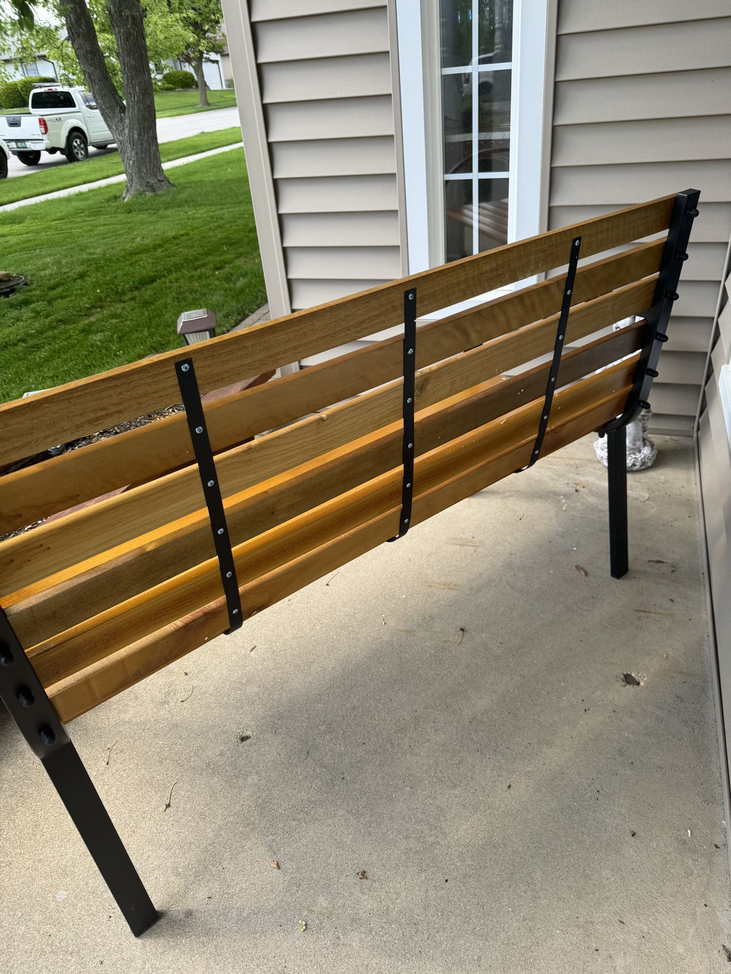 Decorative Steel And Wood Bench
