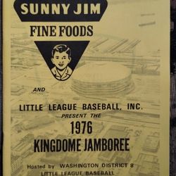 Vintage 1976 Kingdome Jamboree Little League Baseball program, Sunny Jim Fine Foods