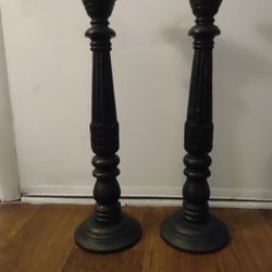 Tall Black Wooden Candle Holders 