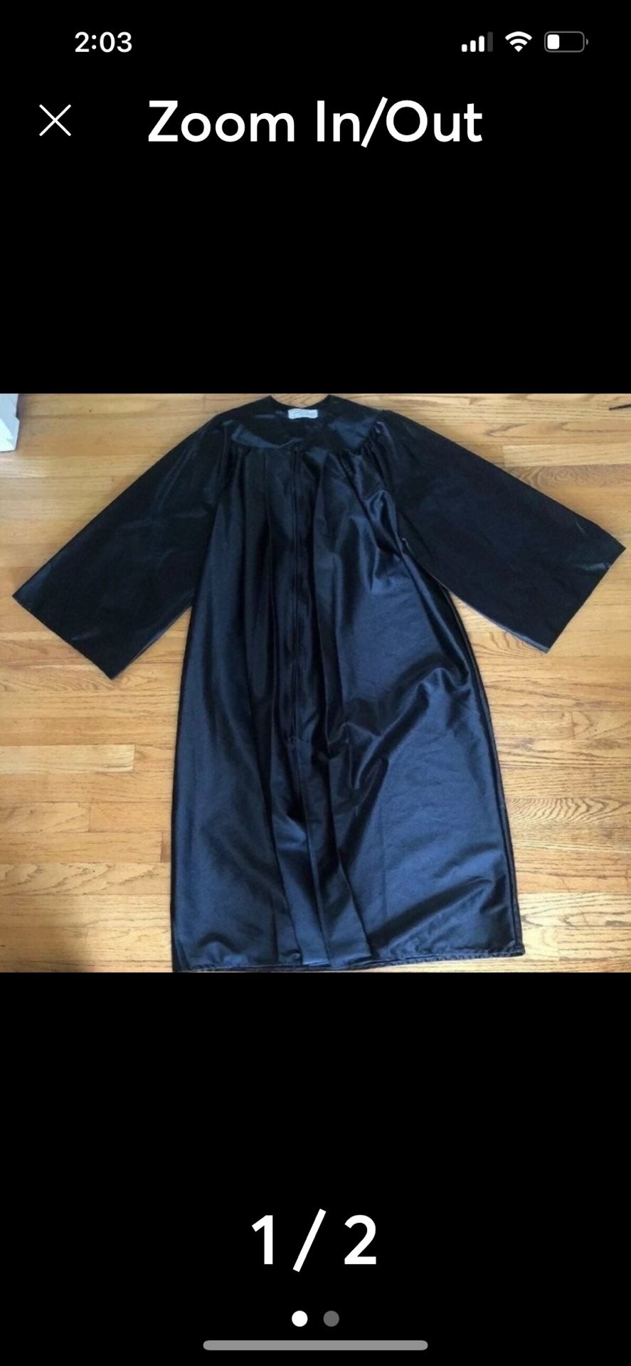 Academus Black Graduation Gown Size 51 Height 5’6 5’7 5’8