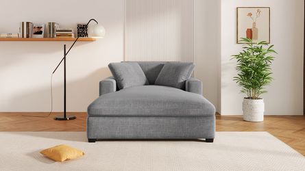 Mirod 53.5''*70.9'' Oversized Chaise, Lounge Chair - Classic Design, Soft Fabric, Easy Assembly, Durable Frame with Solid Wood Legs