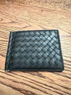 Unbranded BOTTEGA VENETA Style Bifold Wallet Black Leather NEW