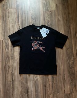 NWT Burberry Cross Stitch EKD Equestrian Knight Graphic T-Shirt Black