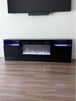 Fireplace TV Stand with 36" Electric Fireplace heater ,LED Light Entertainment Center