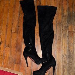 CHRISTIAN LOUBOUTIN MONICARINA SUEDE THIGH HIGH OVER THE KNEE BOOTS