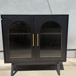 Modern Black Accent Cabinet with Glass Doors – Stylish Storage