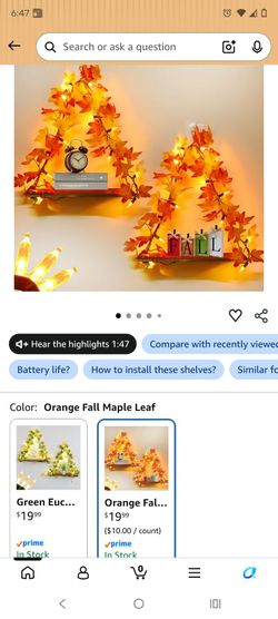 New In Box Set Of 2 Fall/Halloween Garland Shelves $15