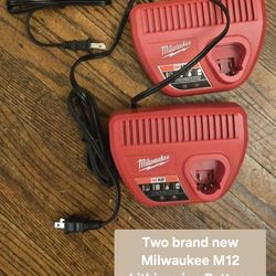 Two brand new Milwaukee M12 Lithium-ion Battery Charger 48-59-2401