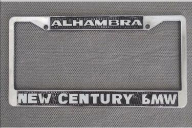 New Century BMW Metal Dealer License Plate Frame Alhambra California
