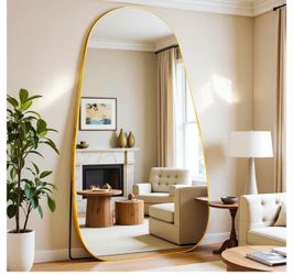 Antok 81"x41" Wavy Full-Length Mirror with Stand - Elegant Floor Mirror, Shatterproof, Freestanding/Wall Mount, for Bedroom, Dressing Room, Reinforced