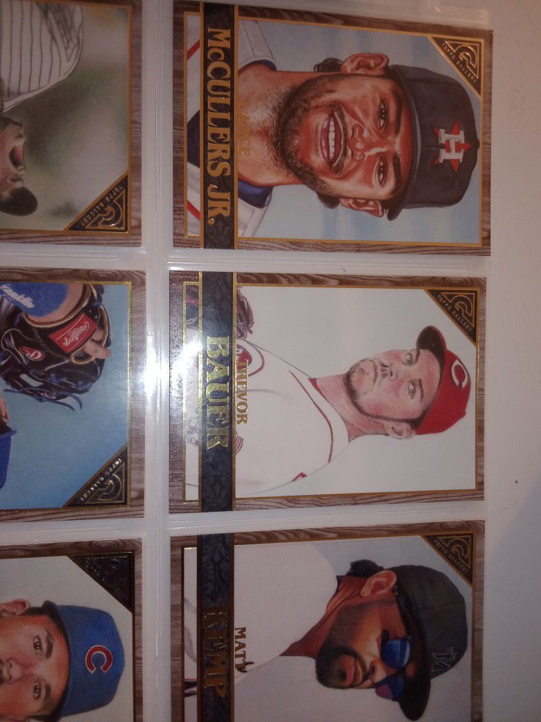 Lot Of 9 2020 Topps Gallery "Wood Canvas" Baseball Cards